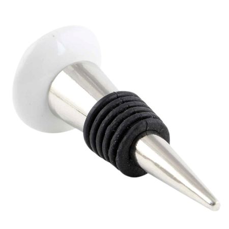 Ship Wheel Slate Blue Flat Ceramic Wine Bottle Stopper